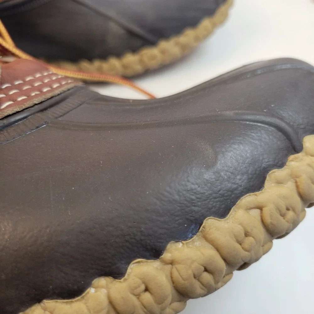LL Bean Mens 8 inch Bean Boots Brown Tan Leather Duck Boots Size 10 USA